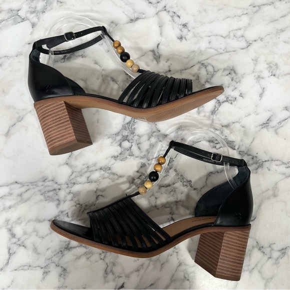 Lucky Brand Women's Sylvesha Beaded T-Strap Sandal Block Heels Black Size 9.5 - Picture 7 of 11